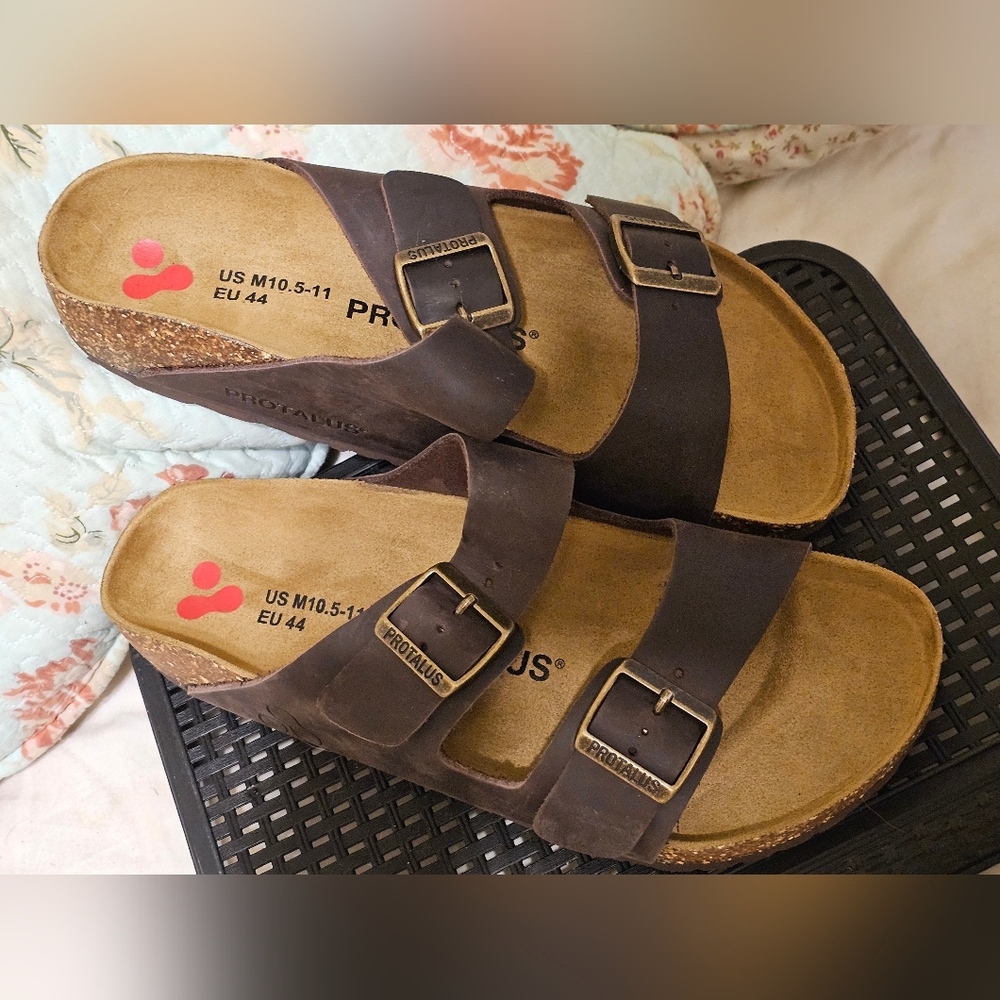 Men's Protalus Brown Leather "Arizona" Similar Sandals Size EU 44 US 10.5-11 - Picture 3 of 13